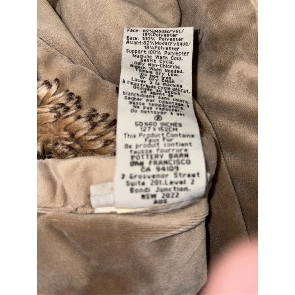 Pottery Barn  shades of Brown Faux Fur Throw Blanket - 50 x 60